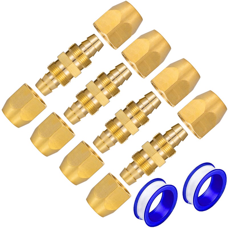 Breezliy 4PCS Soild Brass Air Reusable Hose Splicer For 1/4-Inch ID Hose Hose Air Hose Repair Fitting (4 Pack 1/4 Inch) - Image 1